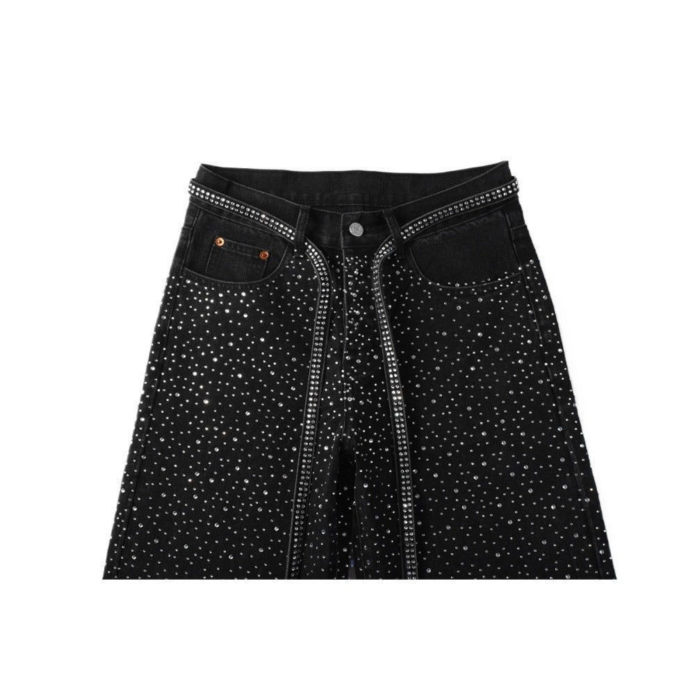 Starry Full Rhinestone Belt Jeans - Thrashink