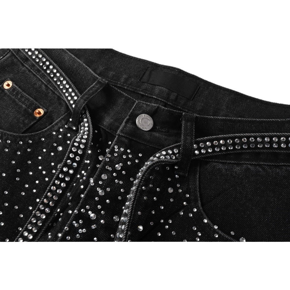 Starry Full Rhinestone Belt Jeans - Thrashink
