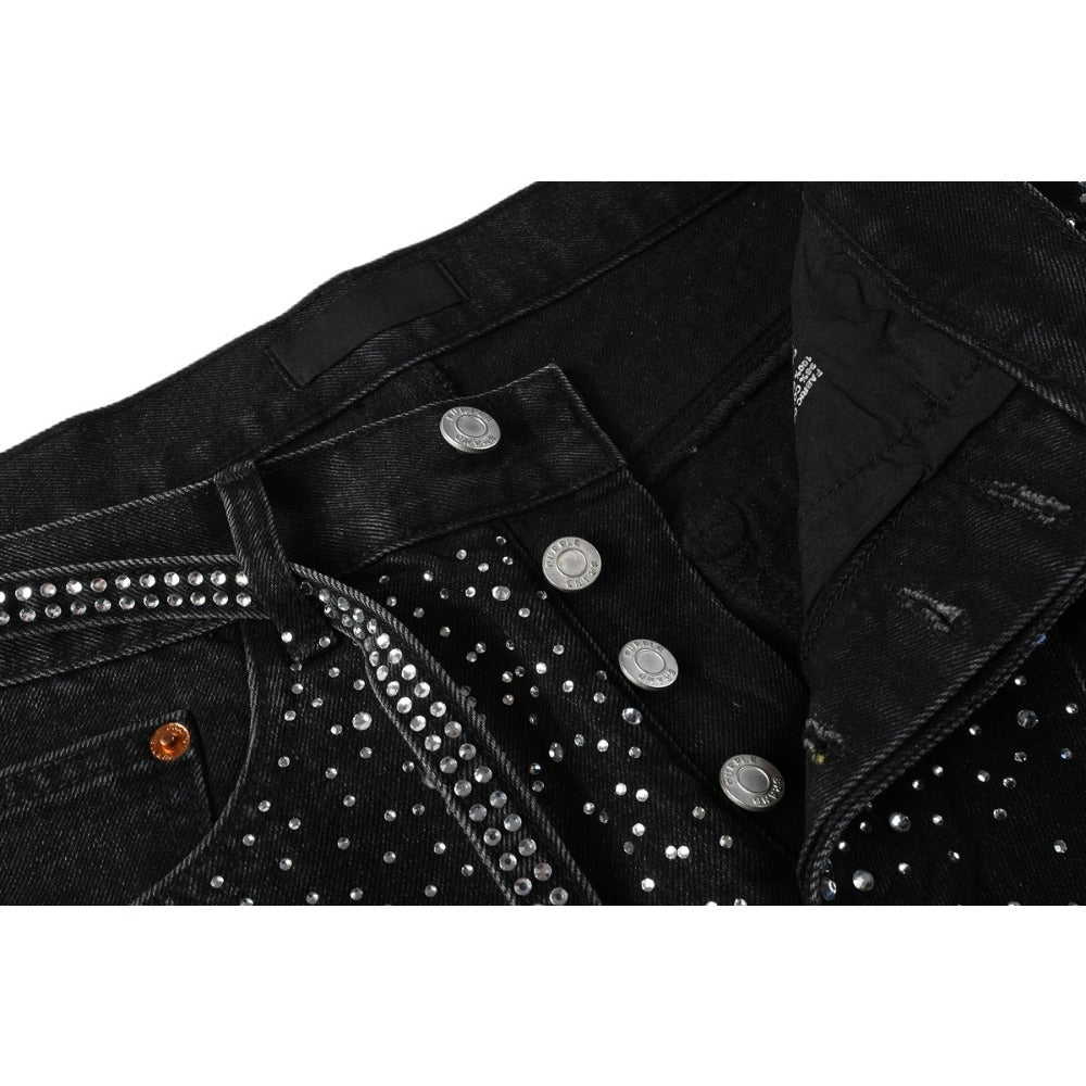Starry Full Rhinestone Belt Jeans - Thrashink