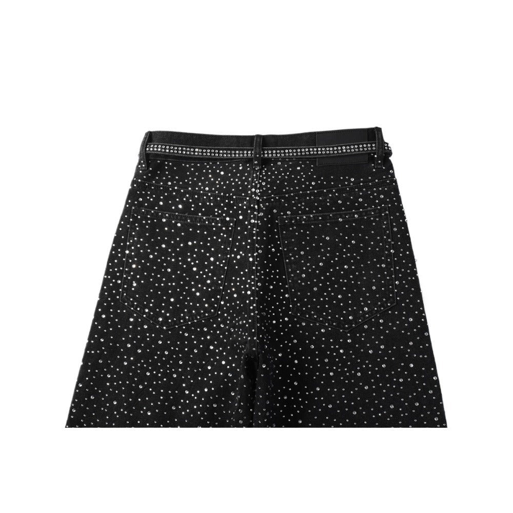 Starry Full Rhinestone Belt Jeans - Thrashink