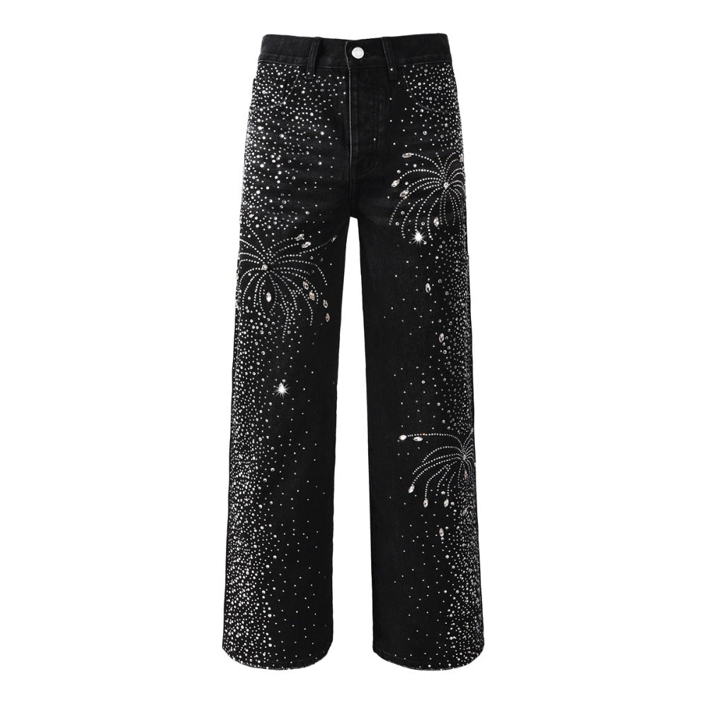 Starry Rhinestone Fireworks Jeans - Thrashink