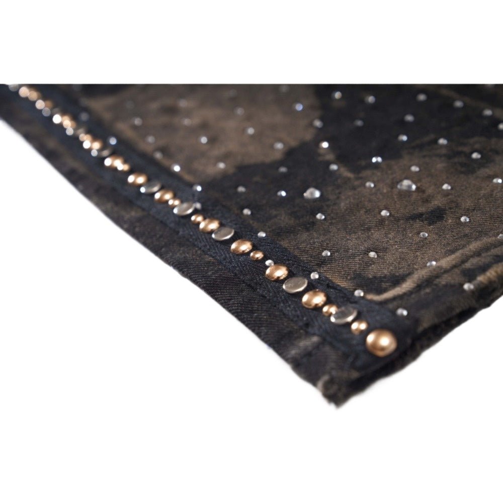 Starry Rhinestone Studded Wide - Leg Jeans - Thrashink