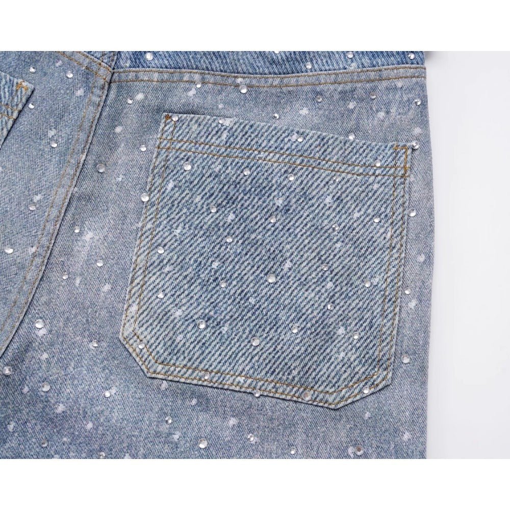 Starry Sky Rhinestone Belt Jeans - Thrashink