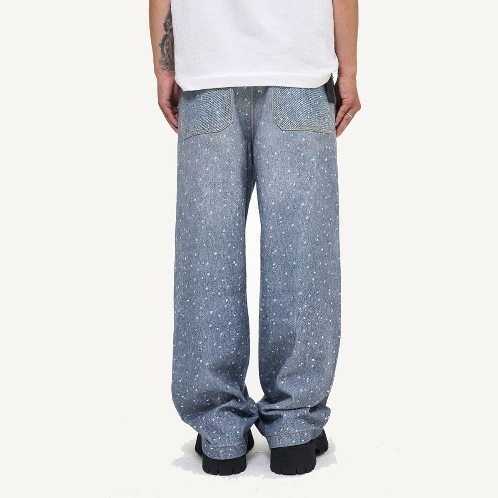 Starry Sky Rhinestone Belt Jeans - Thrashink