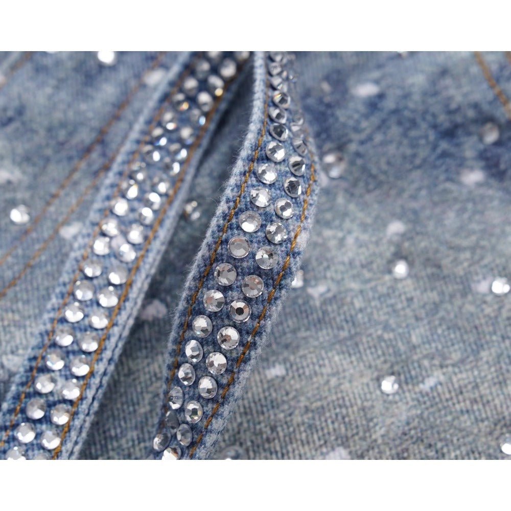 Starry Sky Rhinestone Belt Jeans - Thrashink
