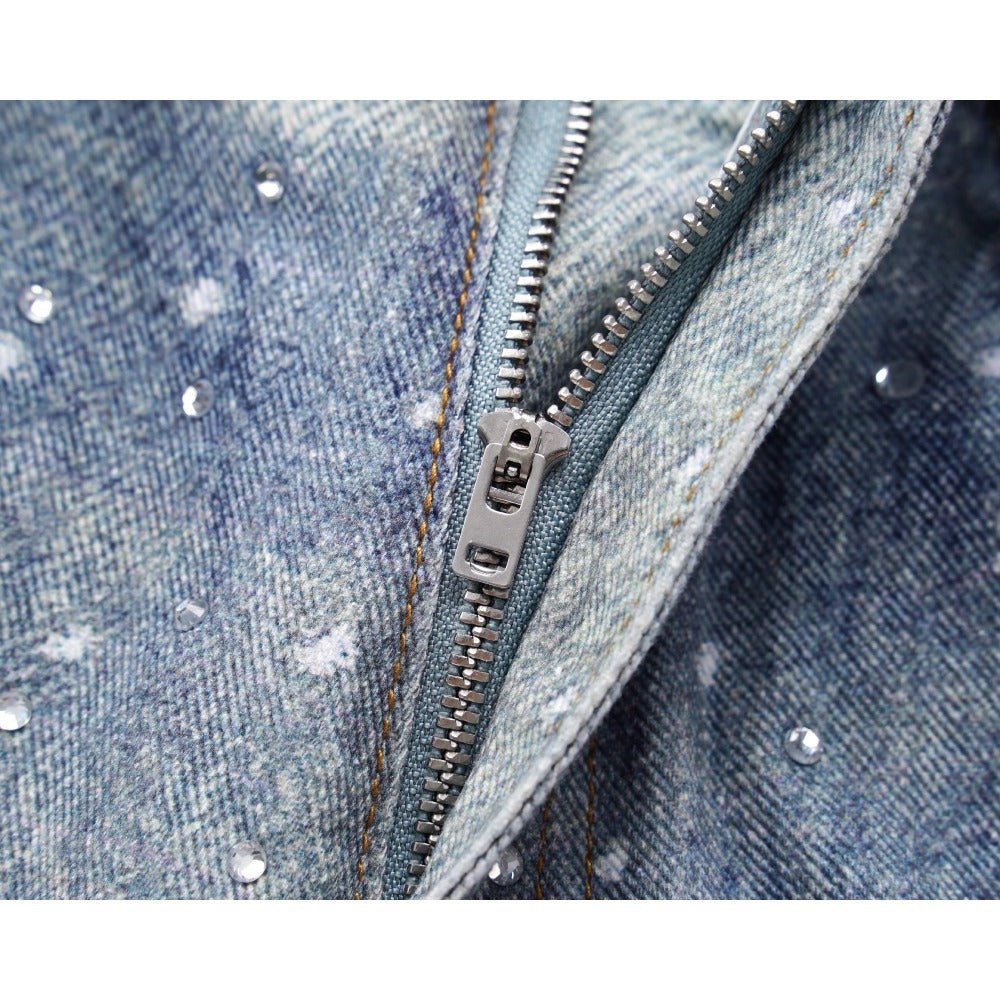 Starry Sky Rhinestone Belt Jeans - Thrashink
