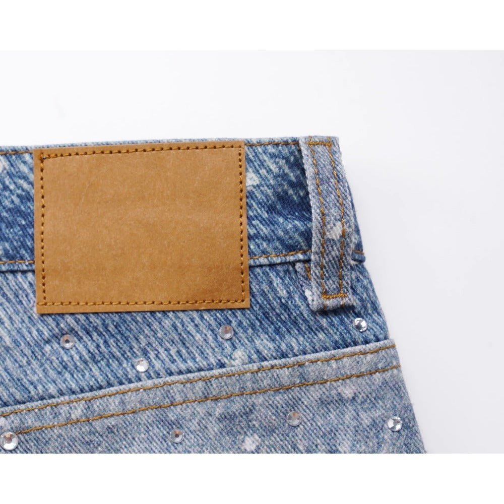 Starry Sky Rhinestone Belt Jeans - Thrashink