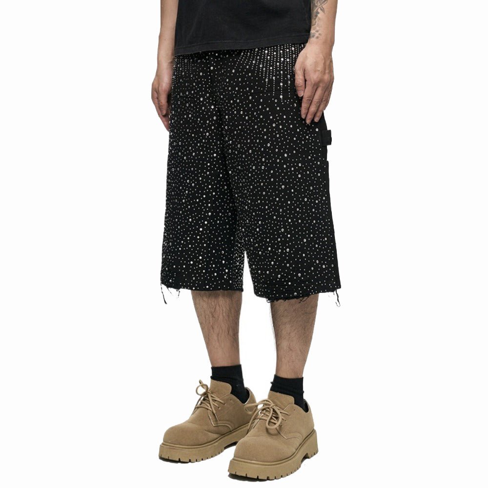 Starry Sky Rhinestone Denim Shorts - Thrashink