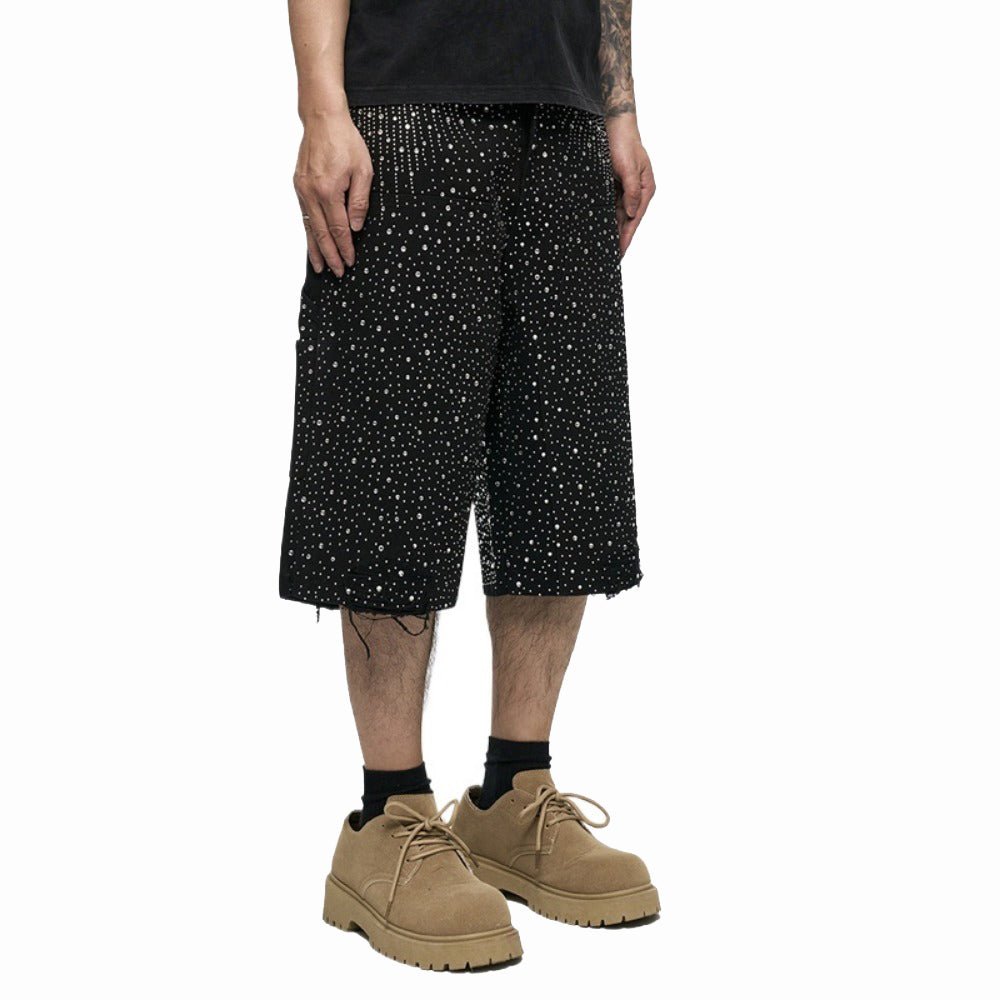 Starry Sky Rhinestone Denim Shorts - Thrashink