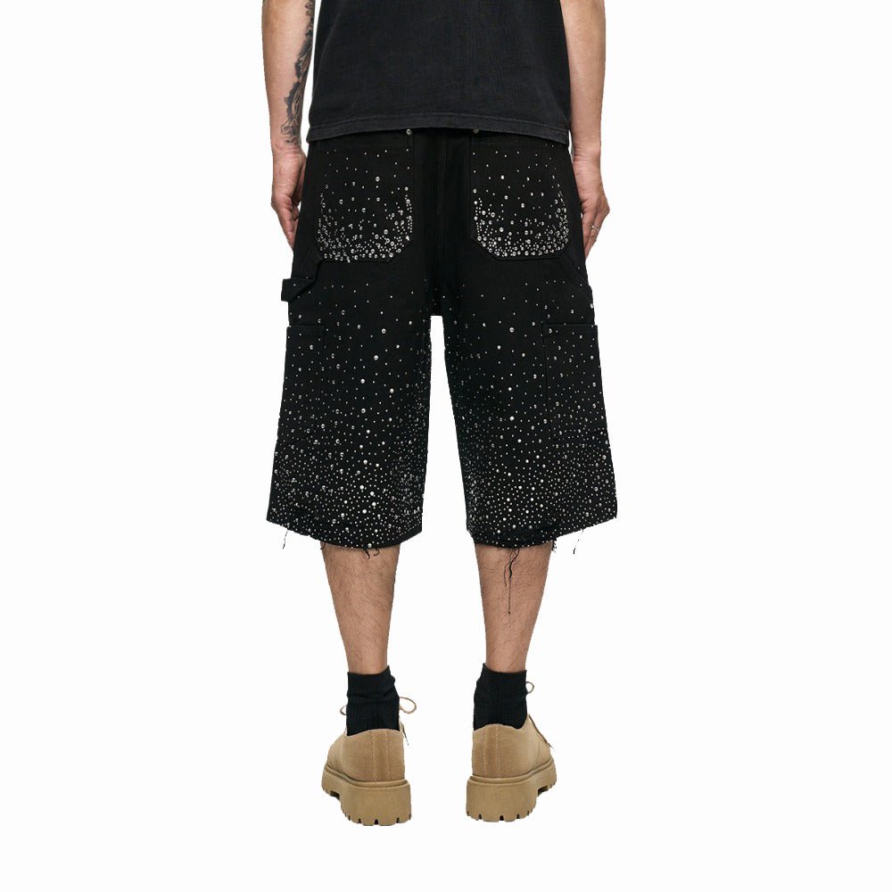 Starry Sky Rhinestone Denim Shorts - Thrashink