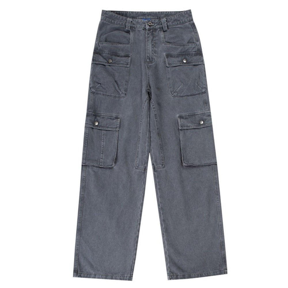 Straight - Leg Multi - Pocket Cargo Pants - Thrashink