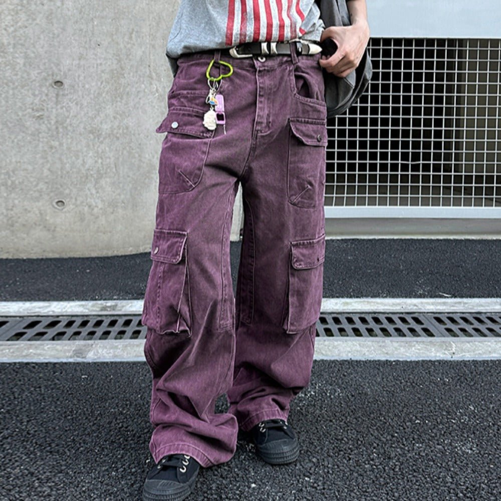 Straight - Leg Multi - Pocket Cargo Pants - Thrashink