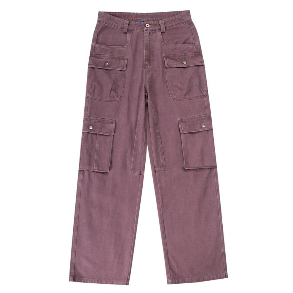Straight - Leg Multi - Pocket Cargo Pants - Thrashink