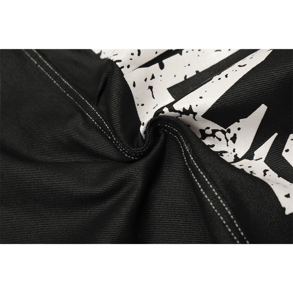 Street Letter Print Scimitar Structured Jeans - Thrashink