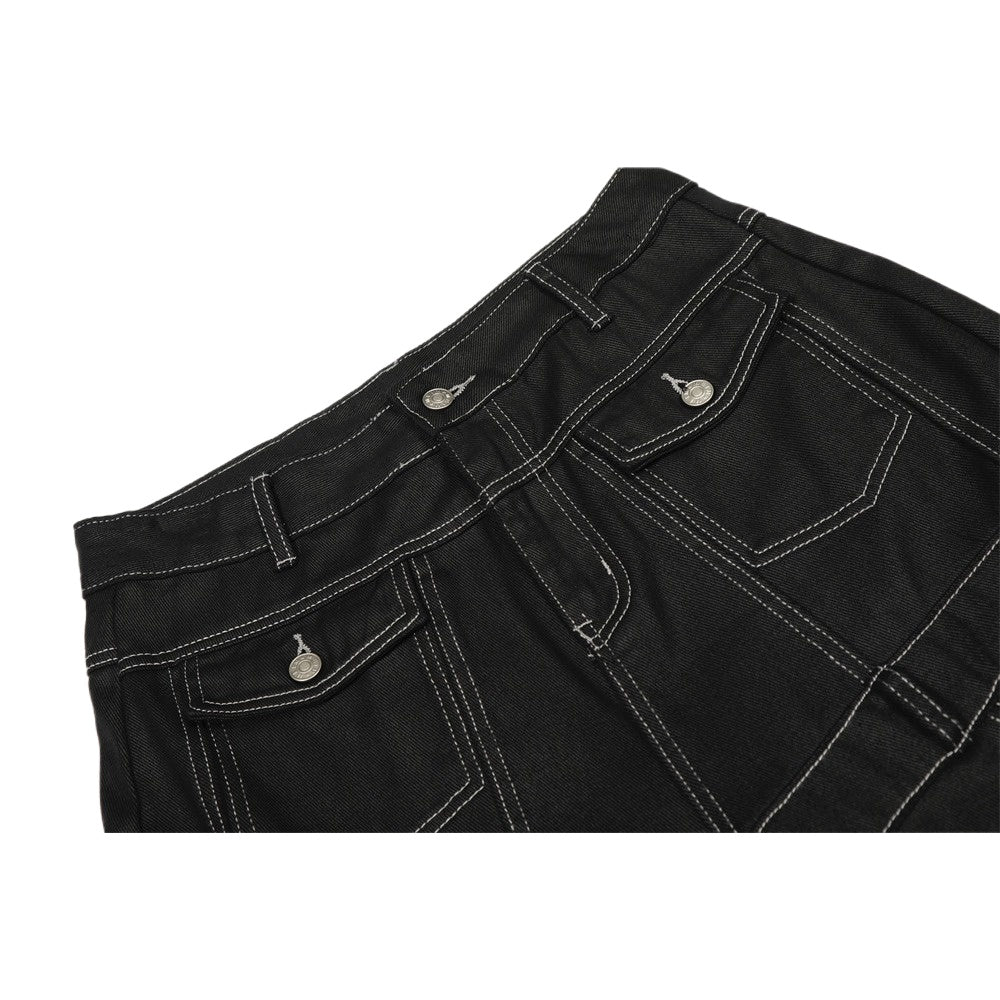 Street Letter Print Scimitar Structured Jeans - Thrashink