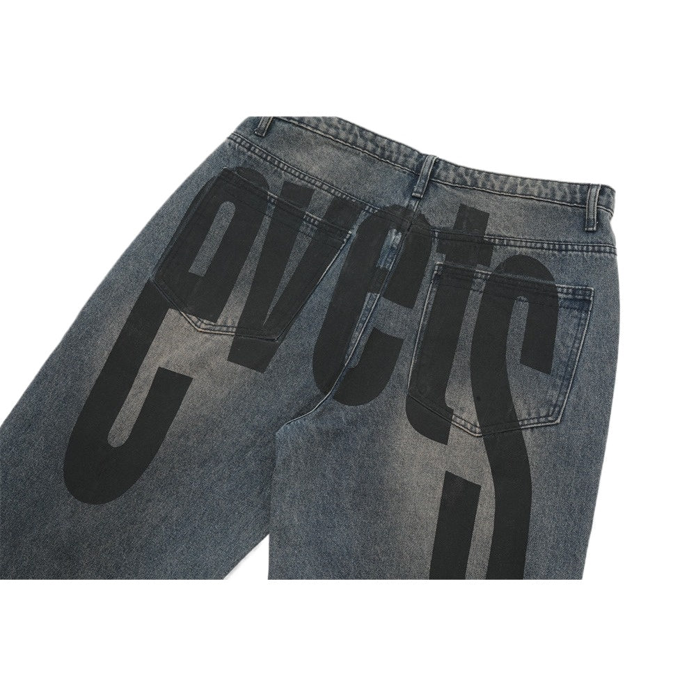 Streetwear - style Letter Number Printed Jeans - Thrashink