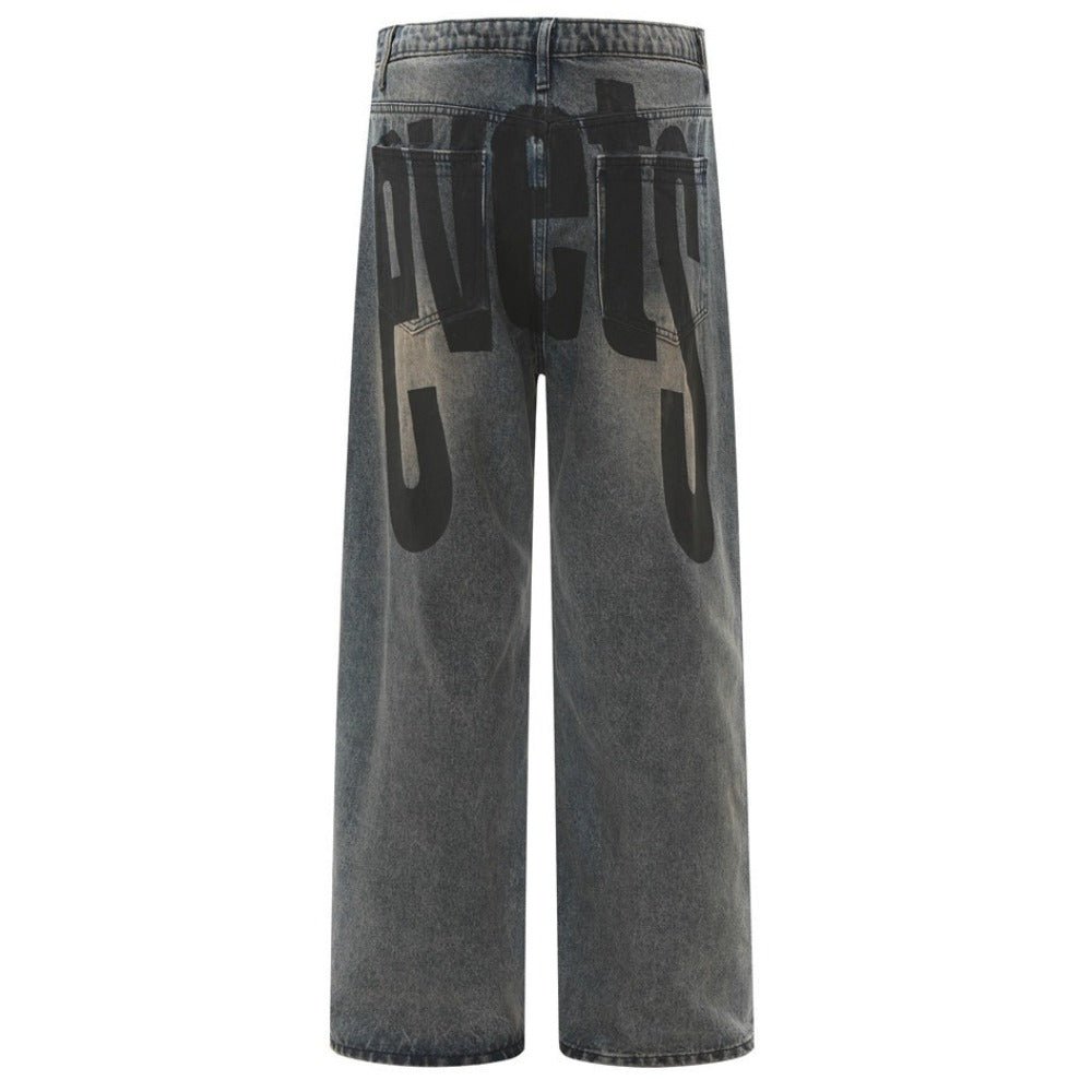 Streetwear - style Letter Number Printed Jeans - Thrashink