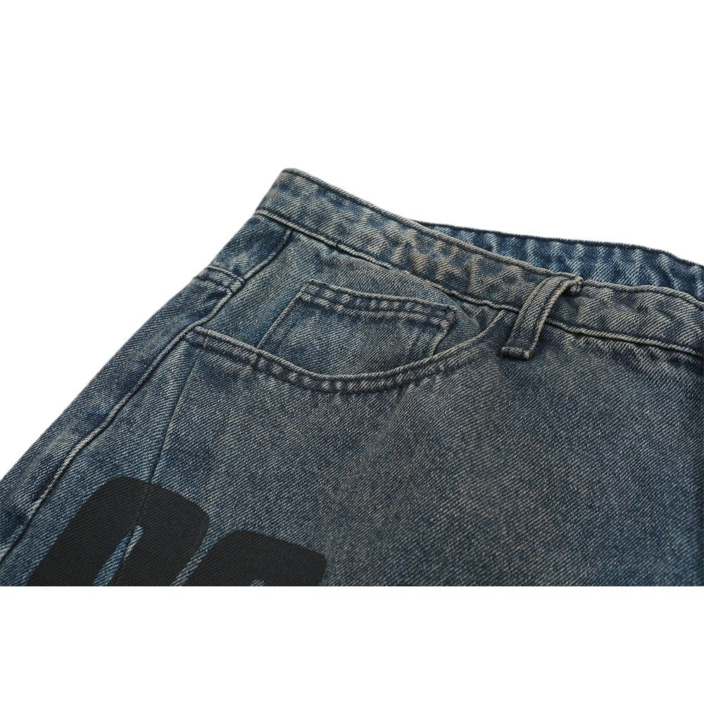 Streetwear - style Letter Number Printed Jeans - Thrashink