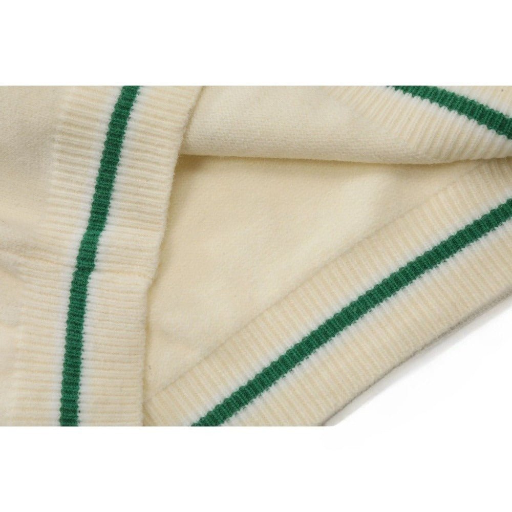 Stripe Panel Polo - Collar Knit Sweatshirt - Thrashink