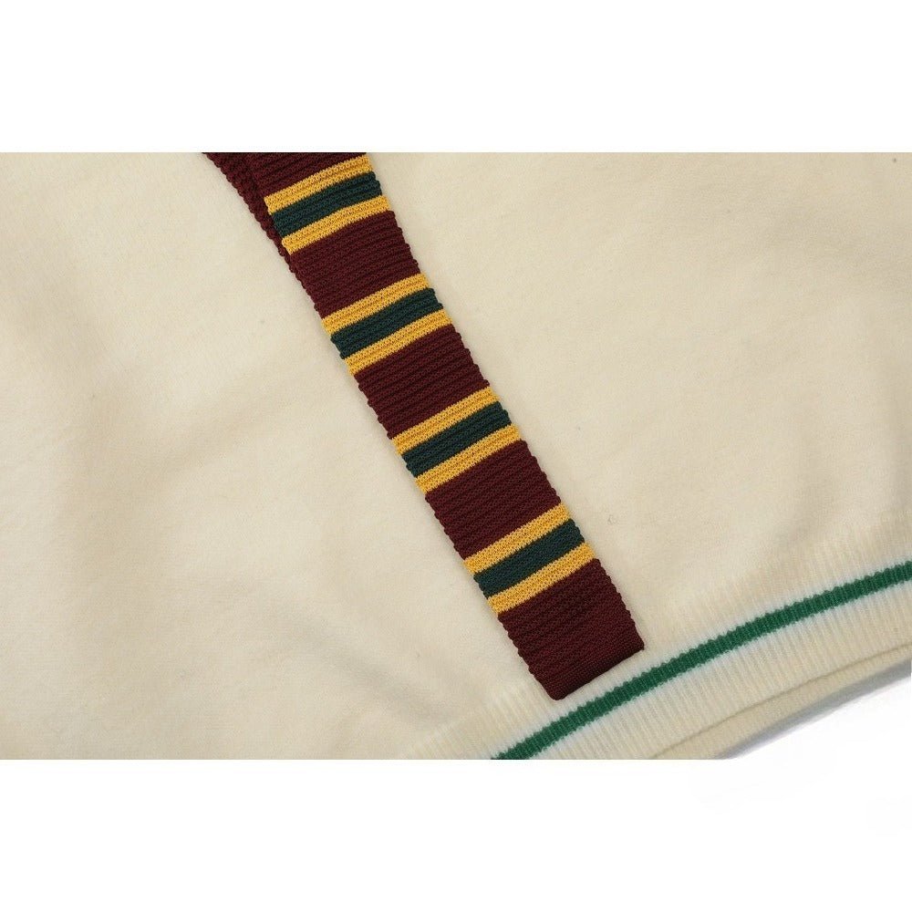 Stripe Panel Polo - Collar Knit Sweatshirt - Thrashink