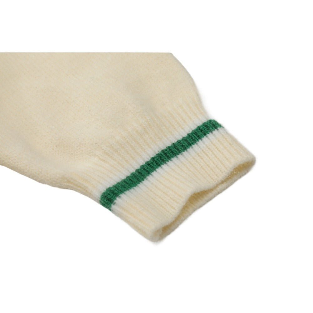 Stripe Panel Polo - Collar Knit Sweatshirt - Thrashink