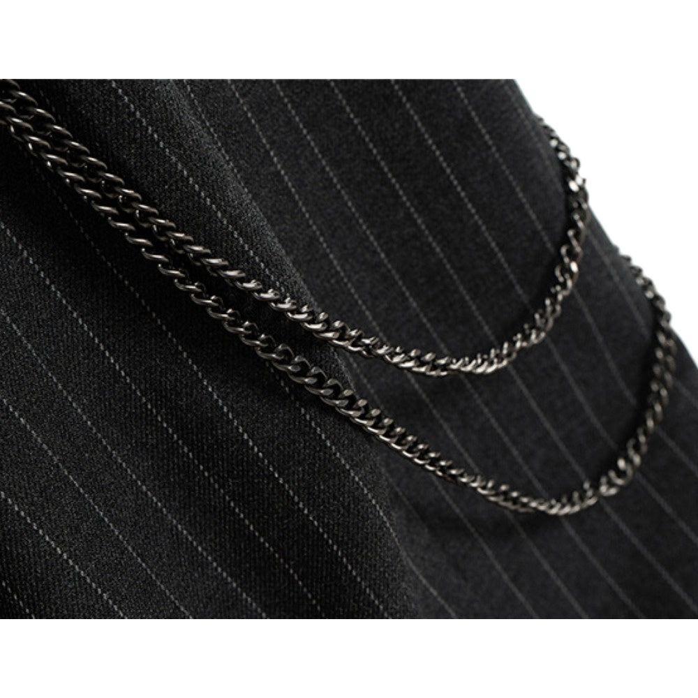 Striped Chain Drape Jeans - Thrashink