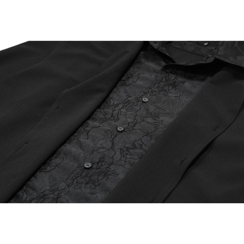 Subtle Pattern Layered Shirt Jacket - Thrashink