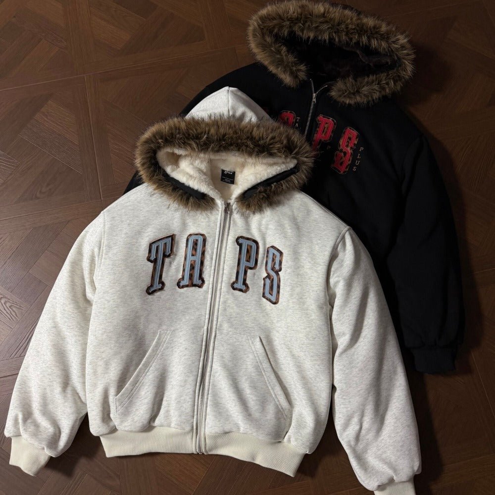 TAPS Fur - Trimmed Zip - Up Hoodie - Thrashink