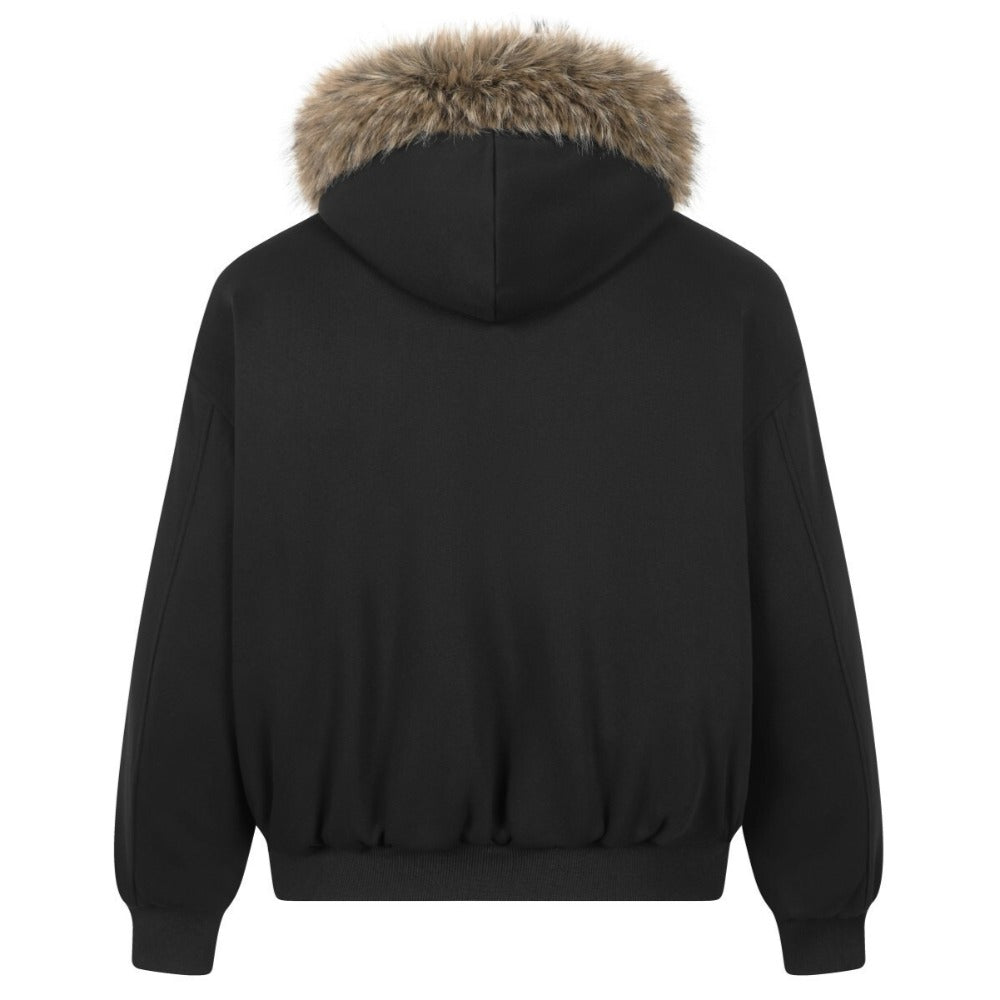 TAPS Fur - Trimmed Zip - Up Hoodie - Thrashink