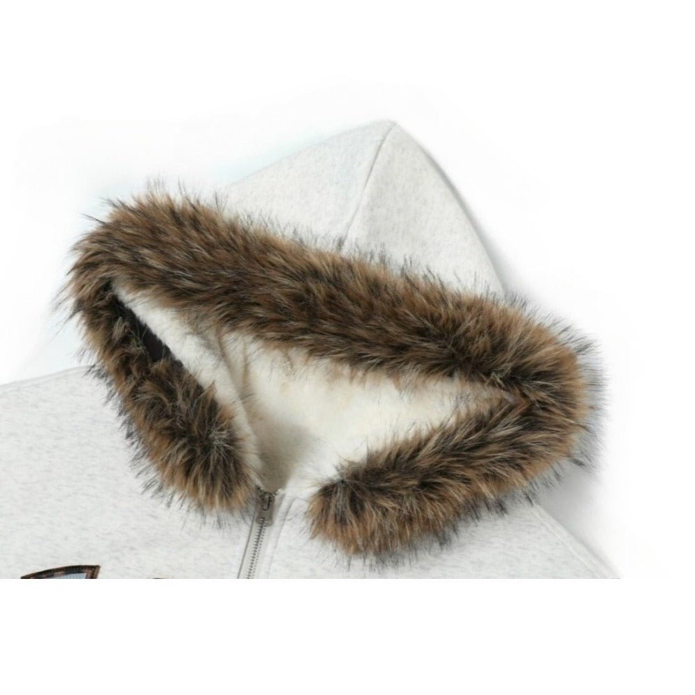 TAPS Fur - Trimmed Zip - Up Hoodie - Thrashink