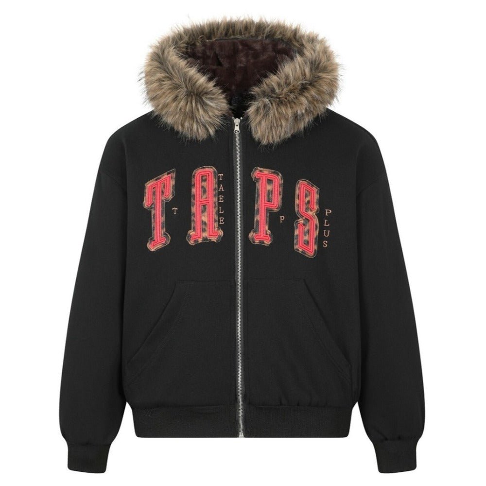 TAPS Fur - Trimmed Zip - Up Hoodie - Thrashink