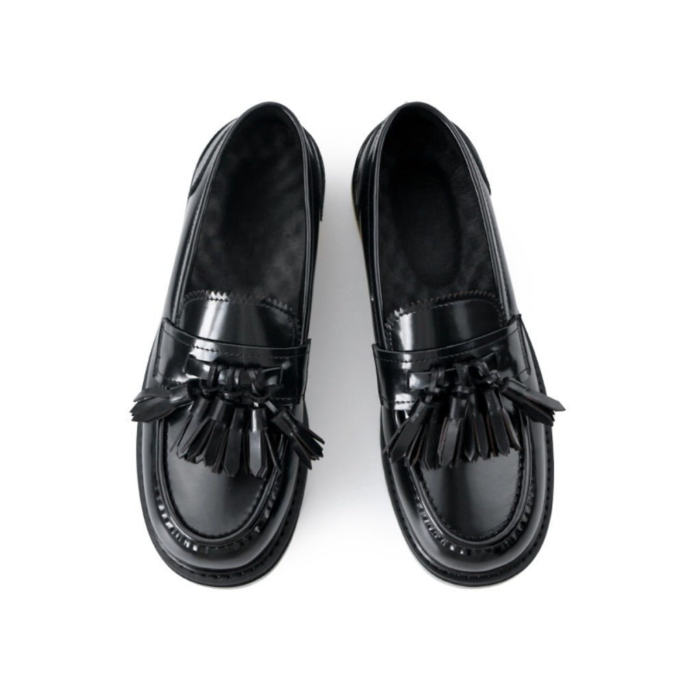 Tassel Cowhide Loafers - Thrashink