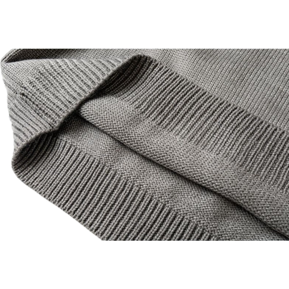Textured Asymmetric Knit Hoodie - Thrashink