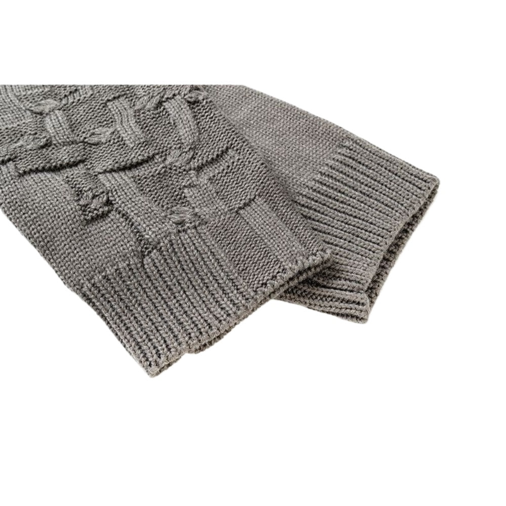 Textured Asymmetric Knit Hoodie - Thrashink