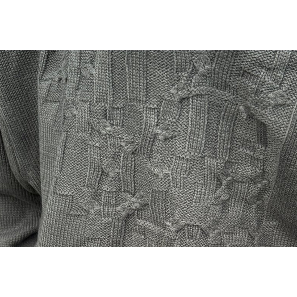 Textured Asymmetric Knit Hoodie - Thrashink