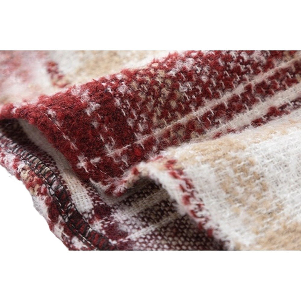 Textured Plaid Shirt Jacket - Thrashink