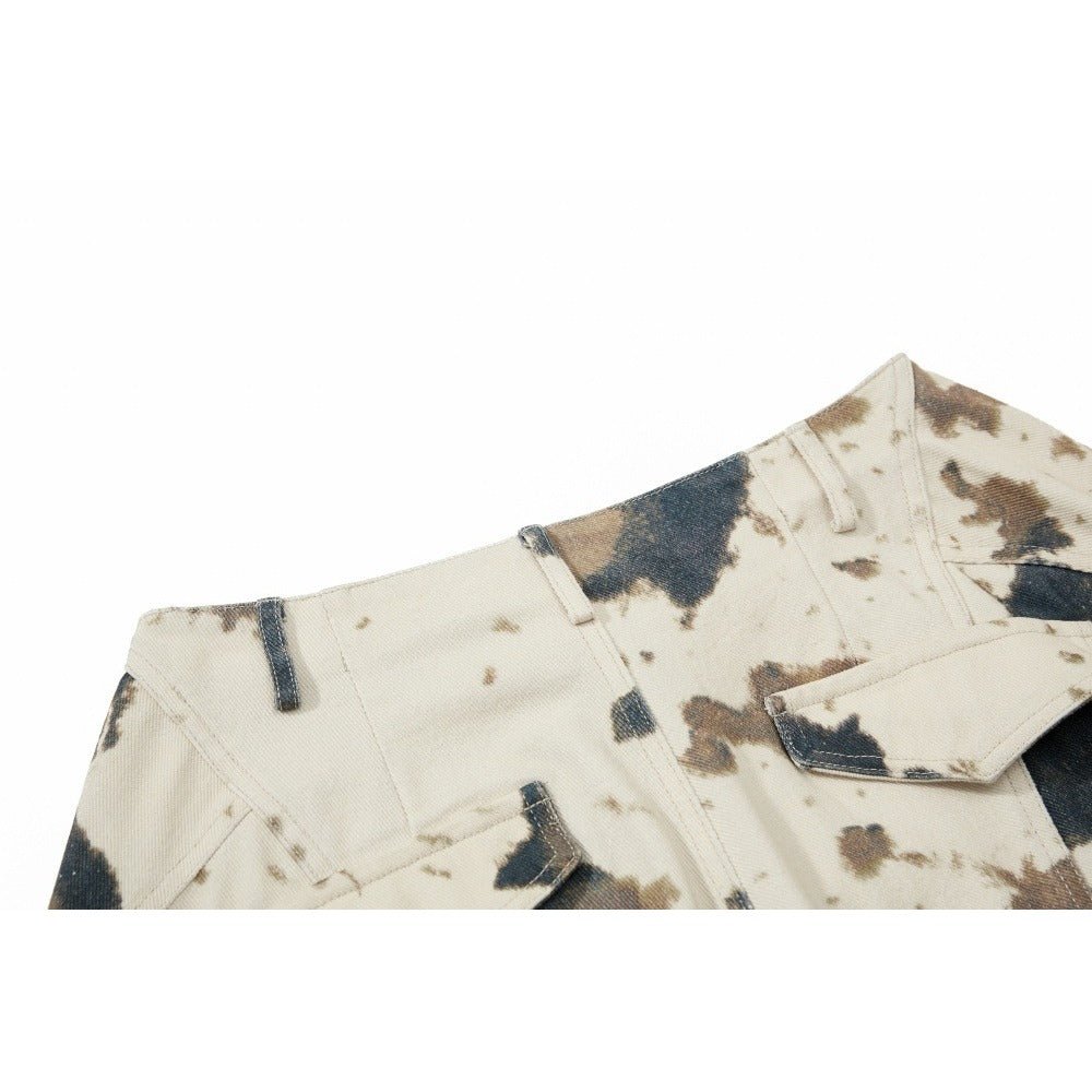 Tie - dye Cow Camouflage Wide - leg Pants - Thrashink
