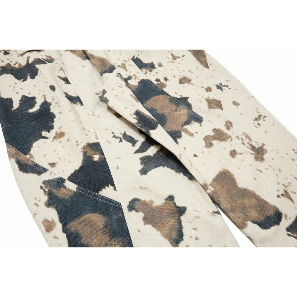 Tie - dye Cow Camouflage Wide - leg Pants - Thrashink