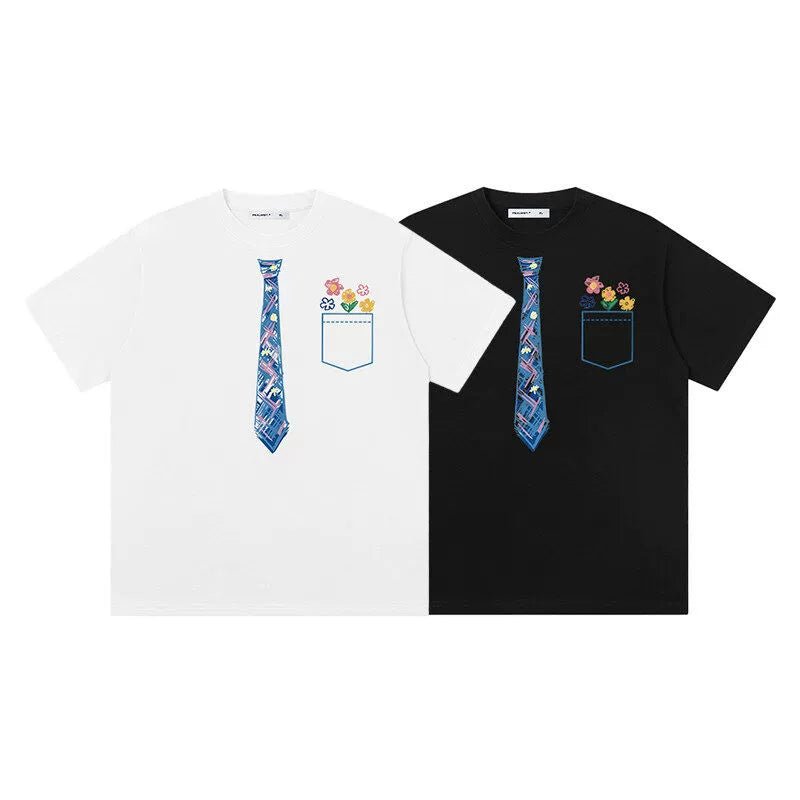 Tie Printed Cotton T-Shirt - Thrashink
