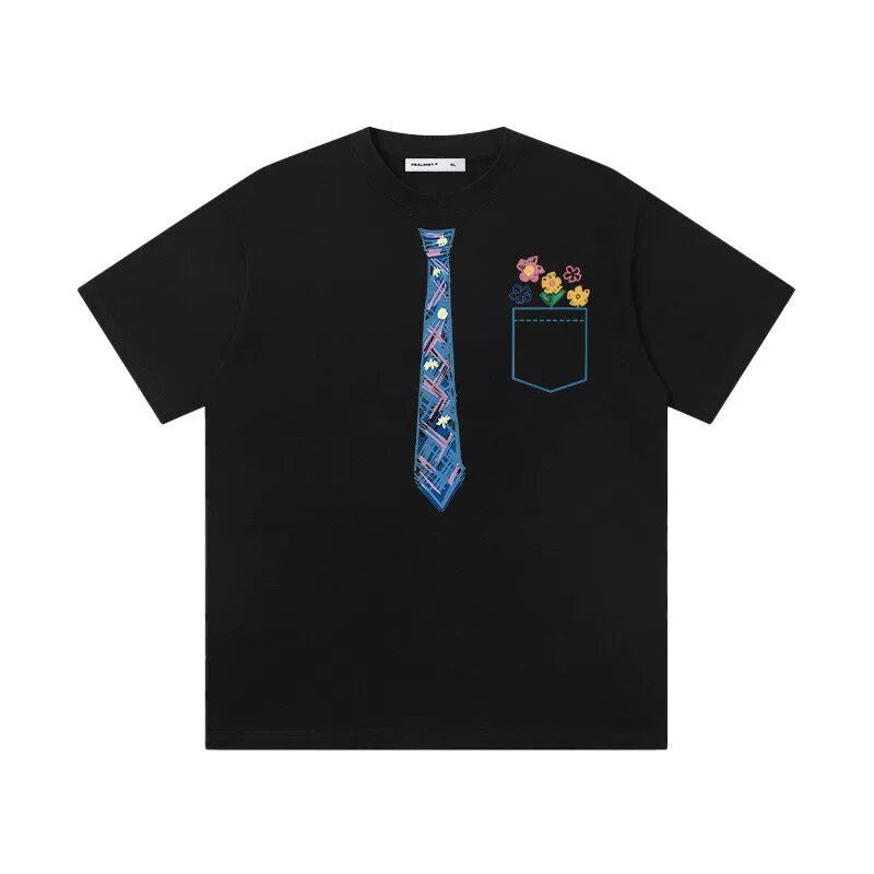 Tie Printed Cotton T-Shirt - Thrashink