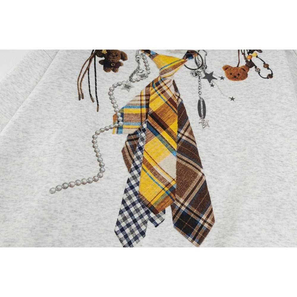 Tie & Teddy Embellished Print Hoodie - Thrashink