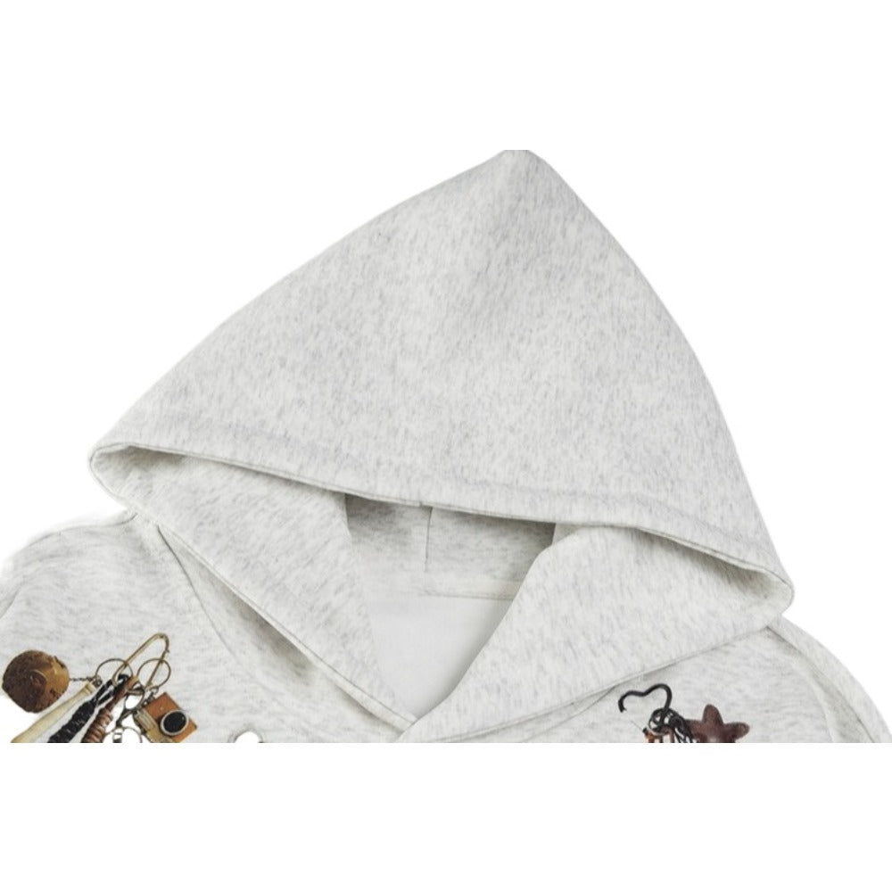 Tie & Teddy Embellished Print Hoodie - Thrashink