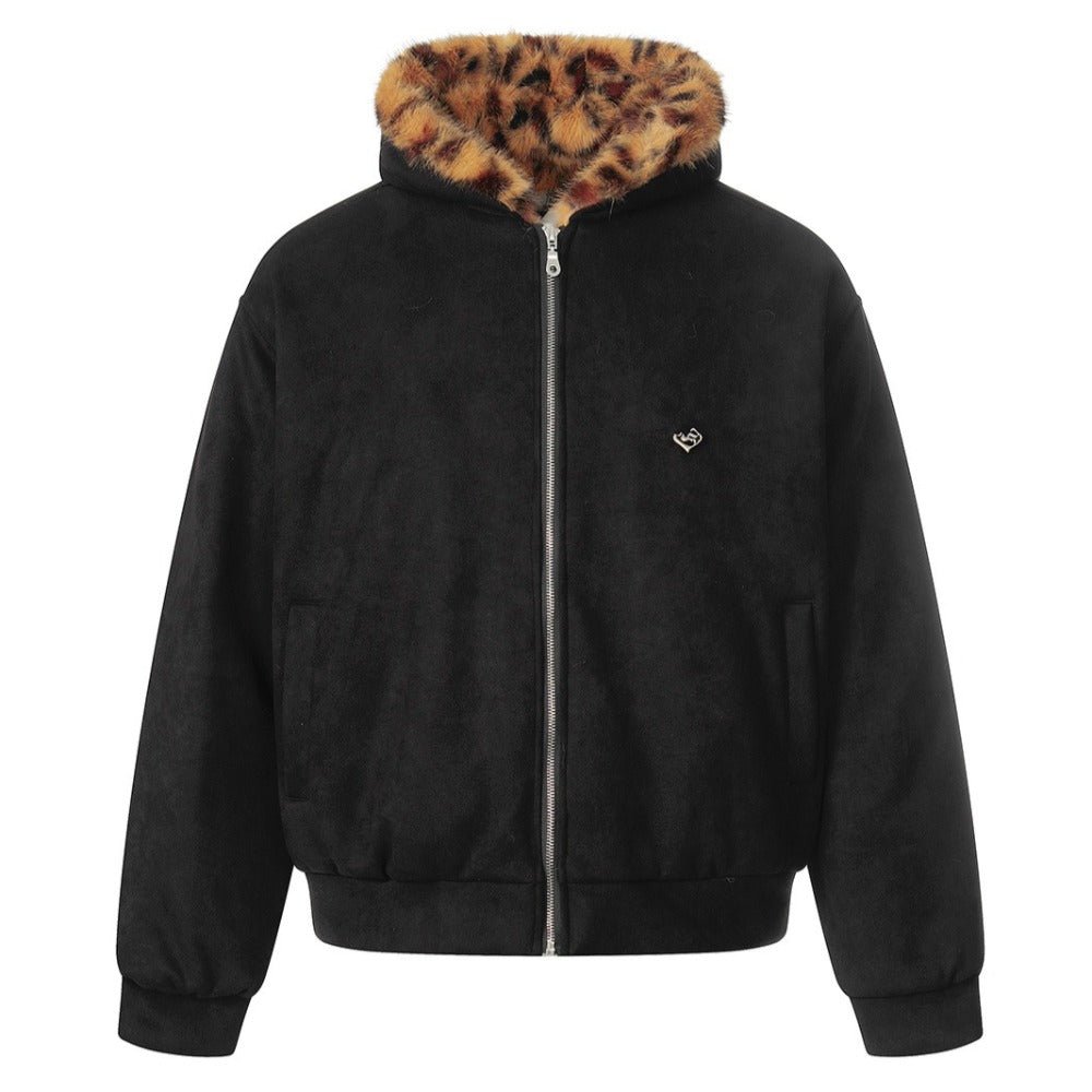 Tiger - print Faux Fur - lined Hooded Zip - up Jacket - Thrashink