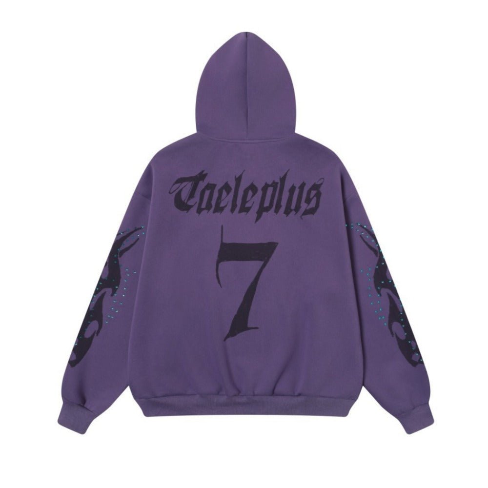 Totem Print Rhinestone Cardigan Hoodie - Thrashink