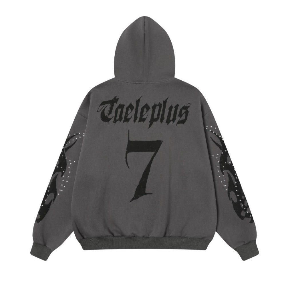 Totem Print Rhinestone Cardigan Hoodie - Thrashink
