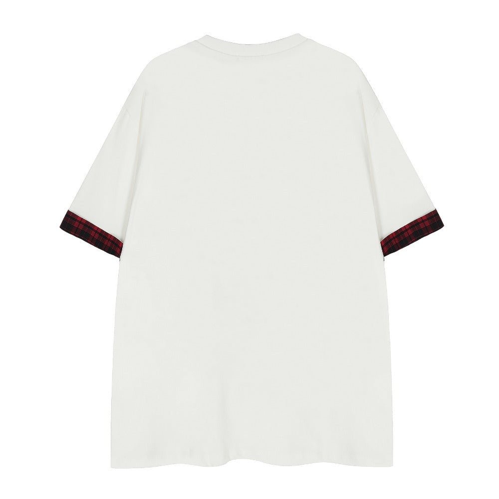 Triple Tie Print Contrast Cuff T-Shirt - Thrashink