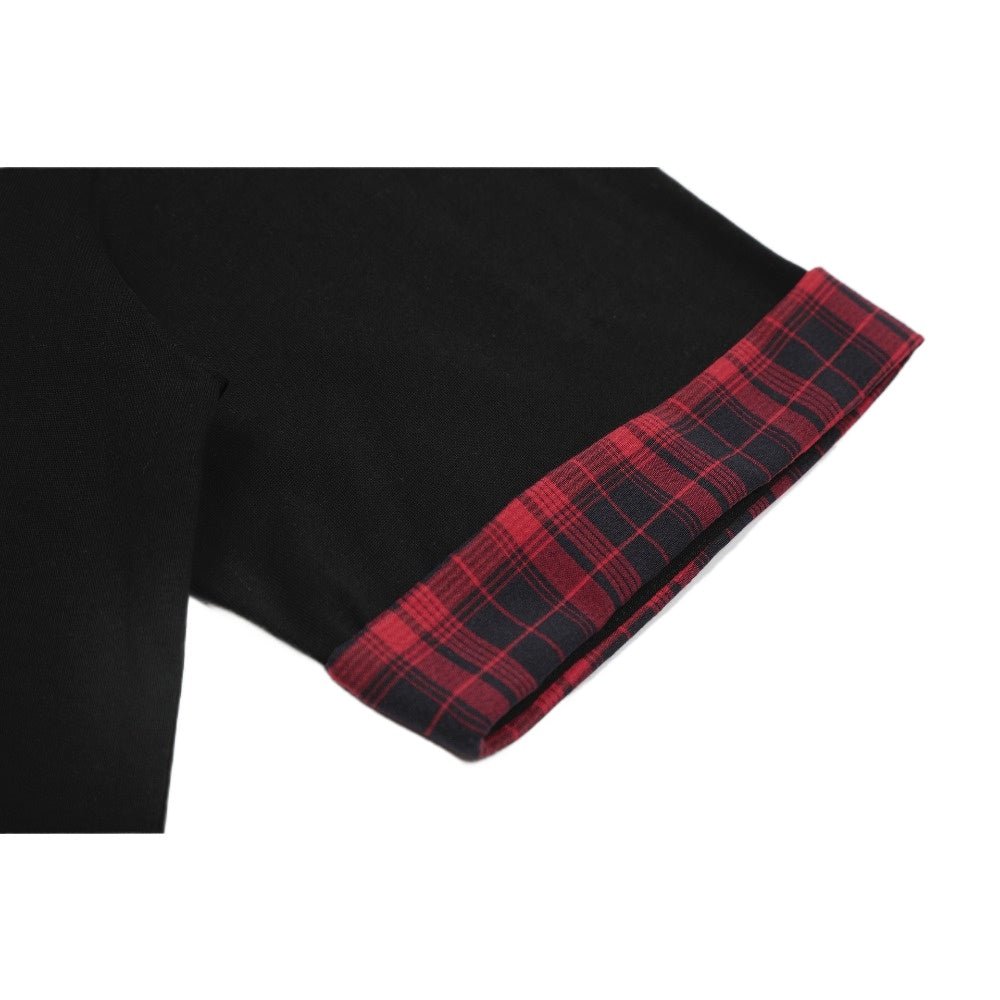 Triple Tie Print Contrast Cuff T-Shirt - Thrashink