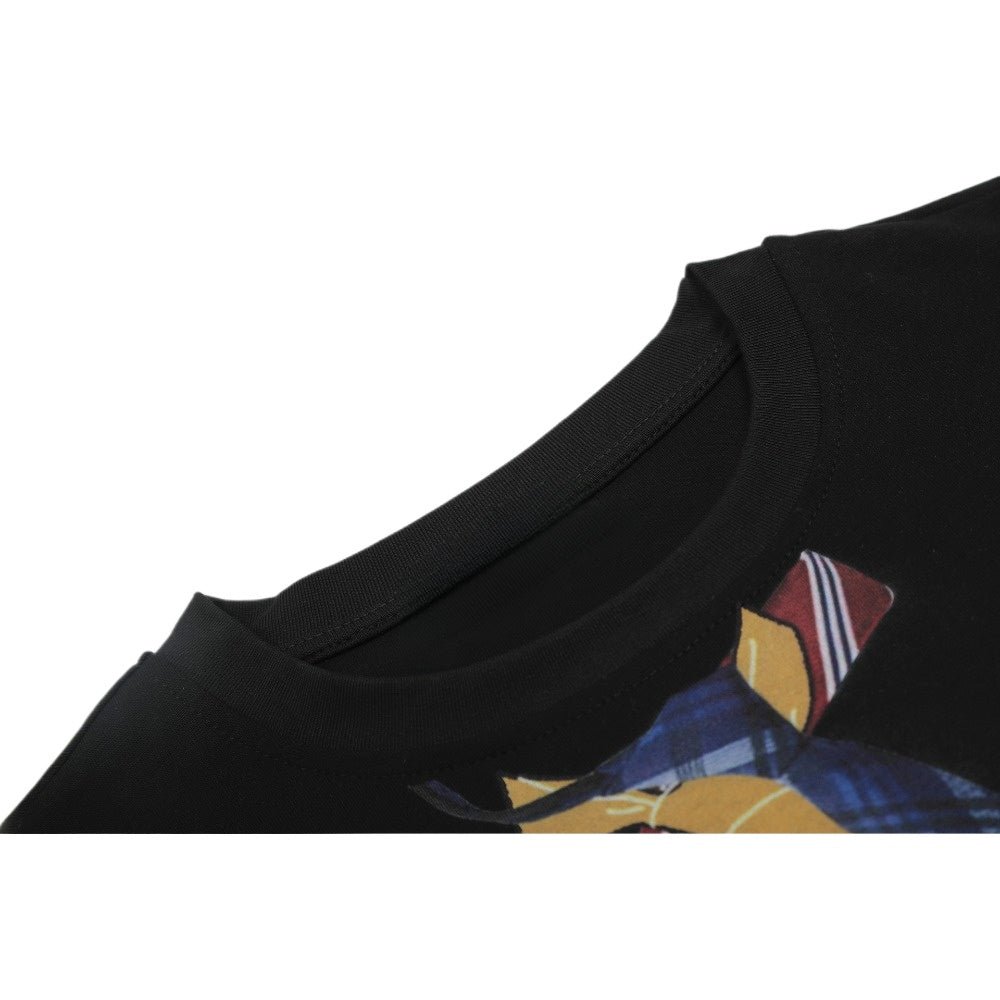 Triple Tie Print Contrast Cuff T-Shirt - Thrashink