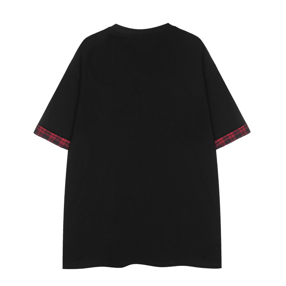 Triple Tie Print Contrast Cuff T-Shirt - Thrashink