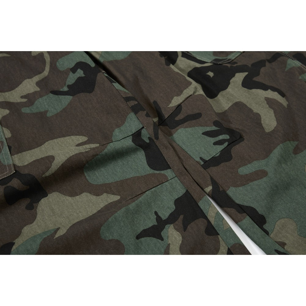 Turquoise Green Button Camouflage Cargo Pants - Thrashink